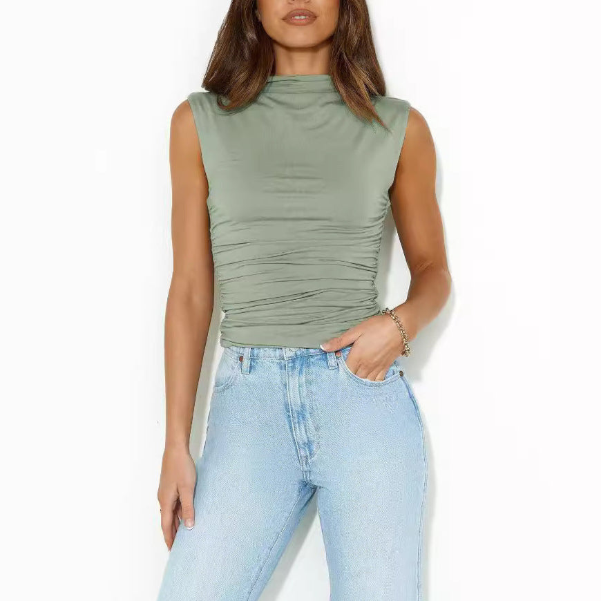Sleeveless Elegant Turtleneck Top