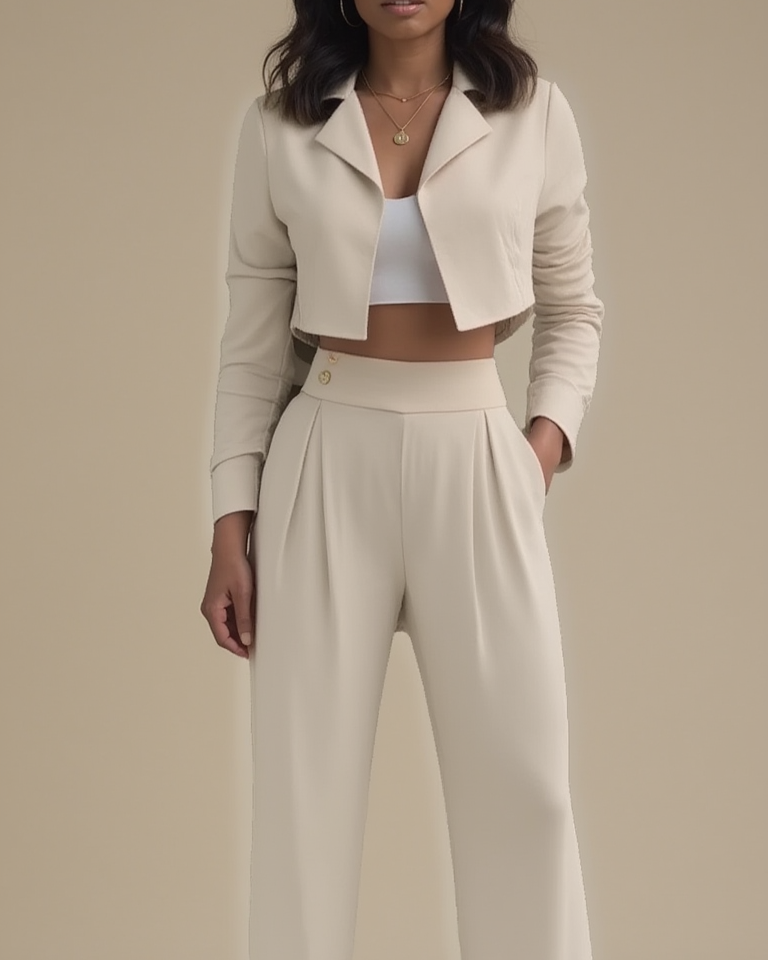 Women's Suit Solid Color Loose Trousers Two-piece Set