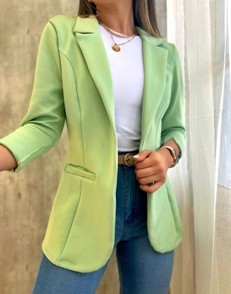 Solid Color Minimalist Long Sleeve Blazer