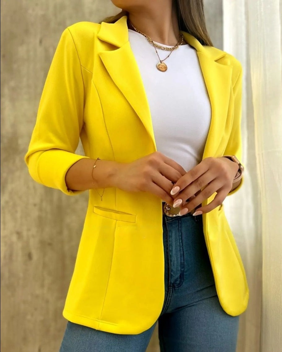 Solid Color Minimalist Long Sleeve Blazer