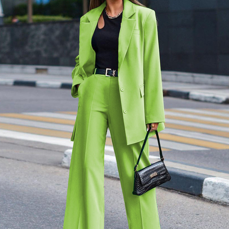 Solid Color Long-sleeved Casual Suit Two-piece Suit