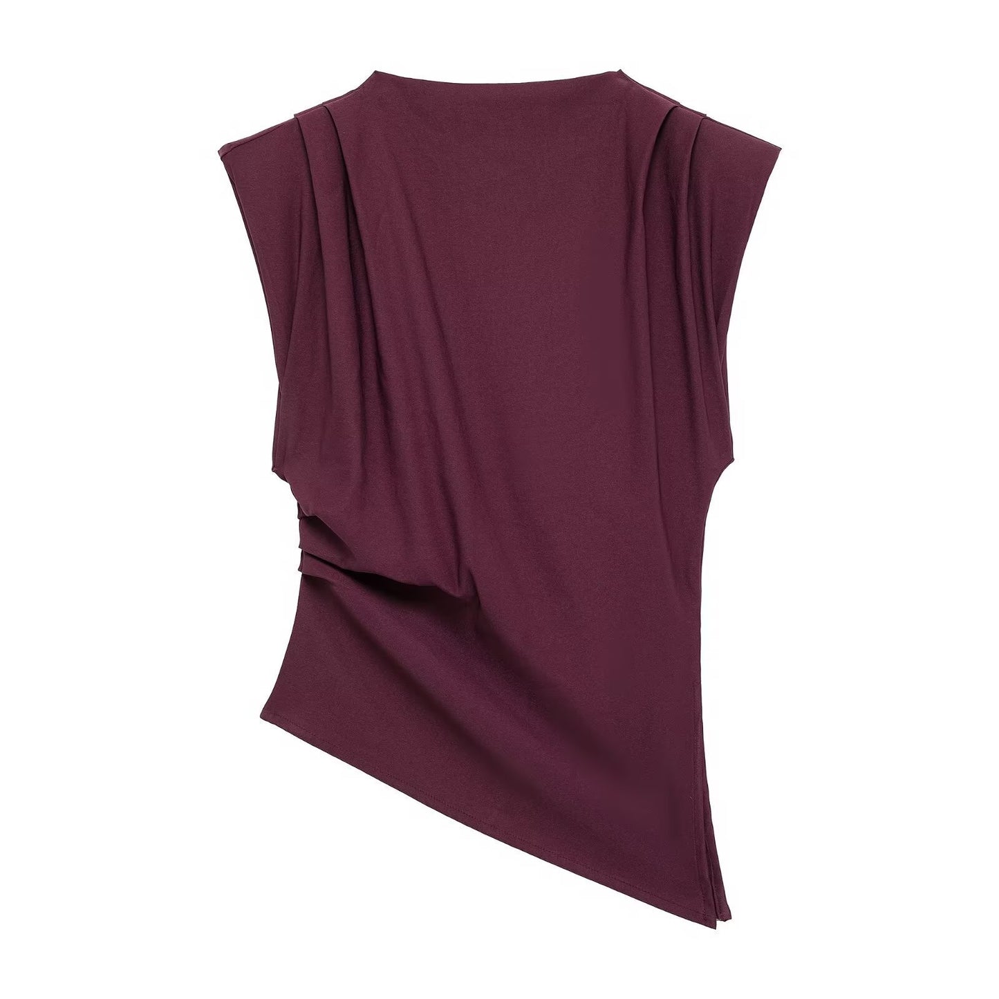 Pleated Padded Shoulder Top