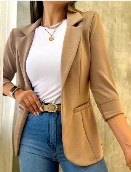 Solid Color Minimalist Long Sleeve Blazer