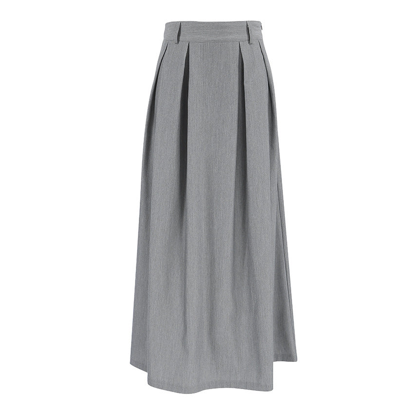 High Waist Slim-fit Pleated A Swing Skirt