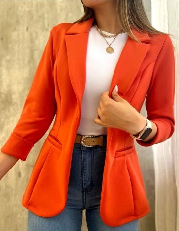 Solid Color Minimalist Long Sleeve Blazer