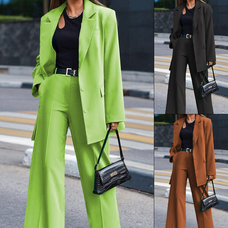 Solid Color Long-sleeved Casual Suit Two-piece Suit