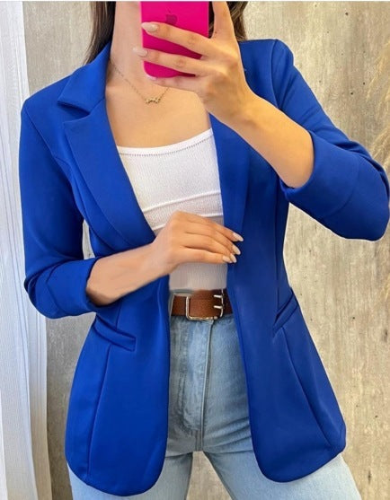 Solid Color Minimalist Long Sleeve Blazer