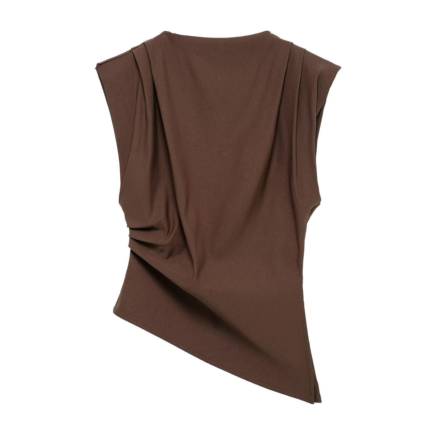 Pleated Padded Shoulder Top