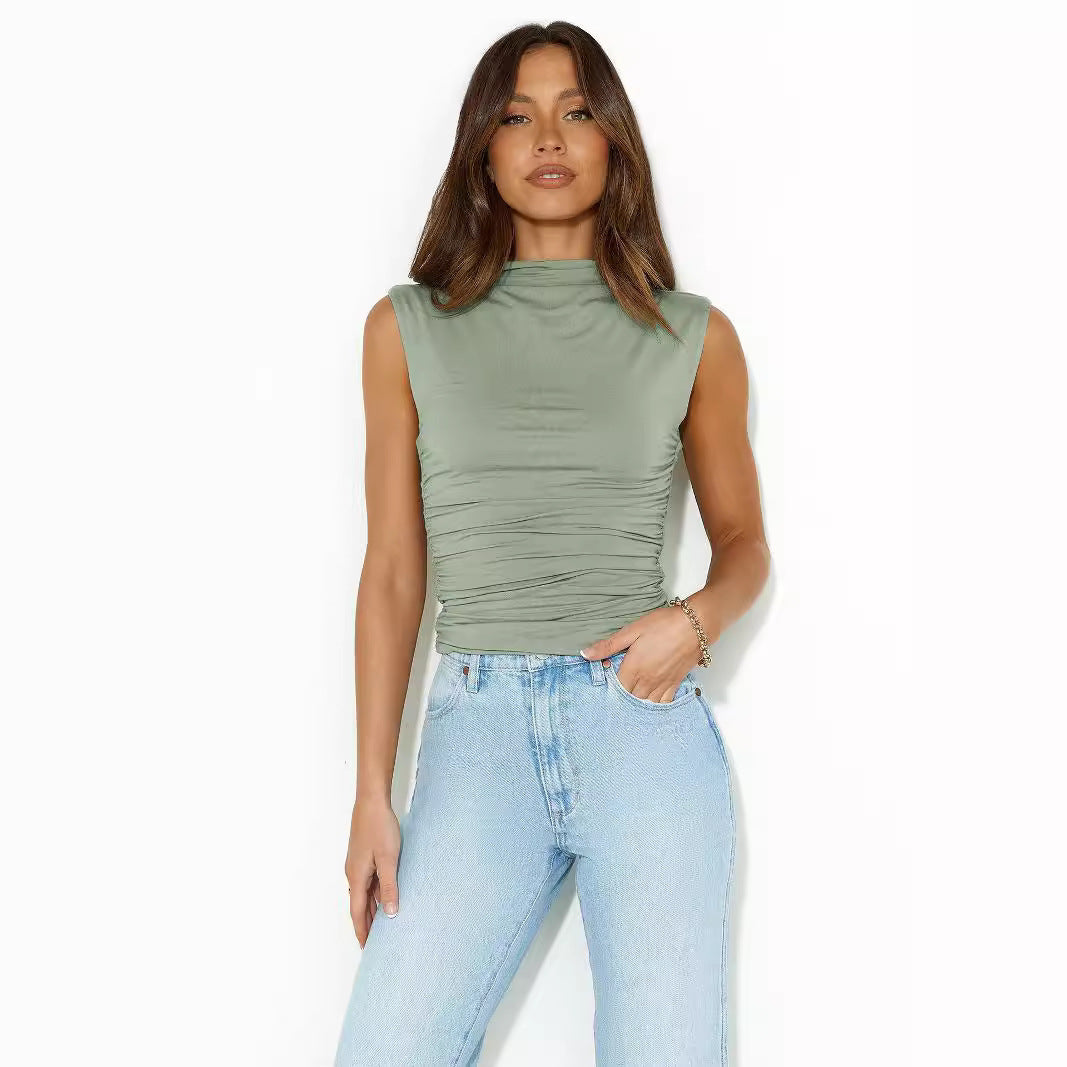 Sleeveless Elegant Turtleneck Top