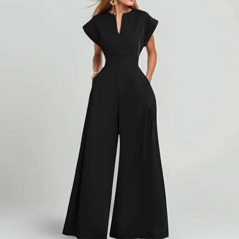 Elegant V-neck Wide-leg Jumpsuit