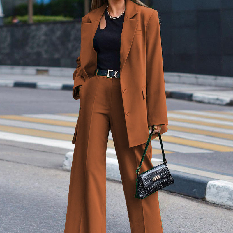 Solid Color Long-sleeved Casual Suit Two-piece Suit