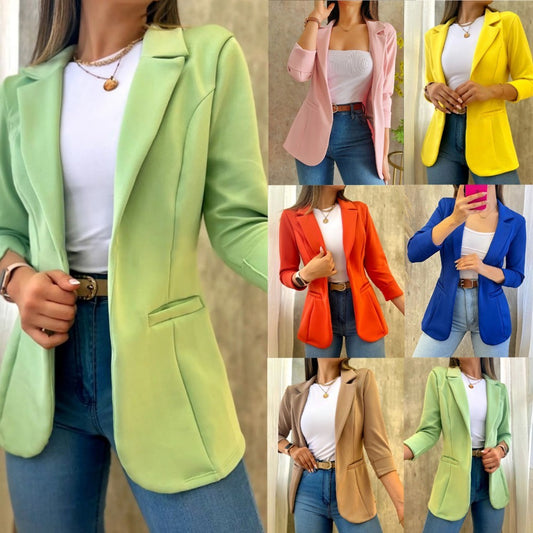 Solid Color Minimalist Long Sleeve Blazer